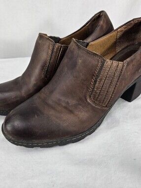 BOLO Born Womens Kimy Pump Sz 11 Brown Leather Chelsea Shootie Block Chunky Heel